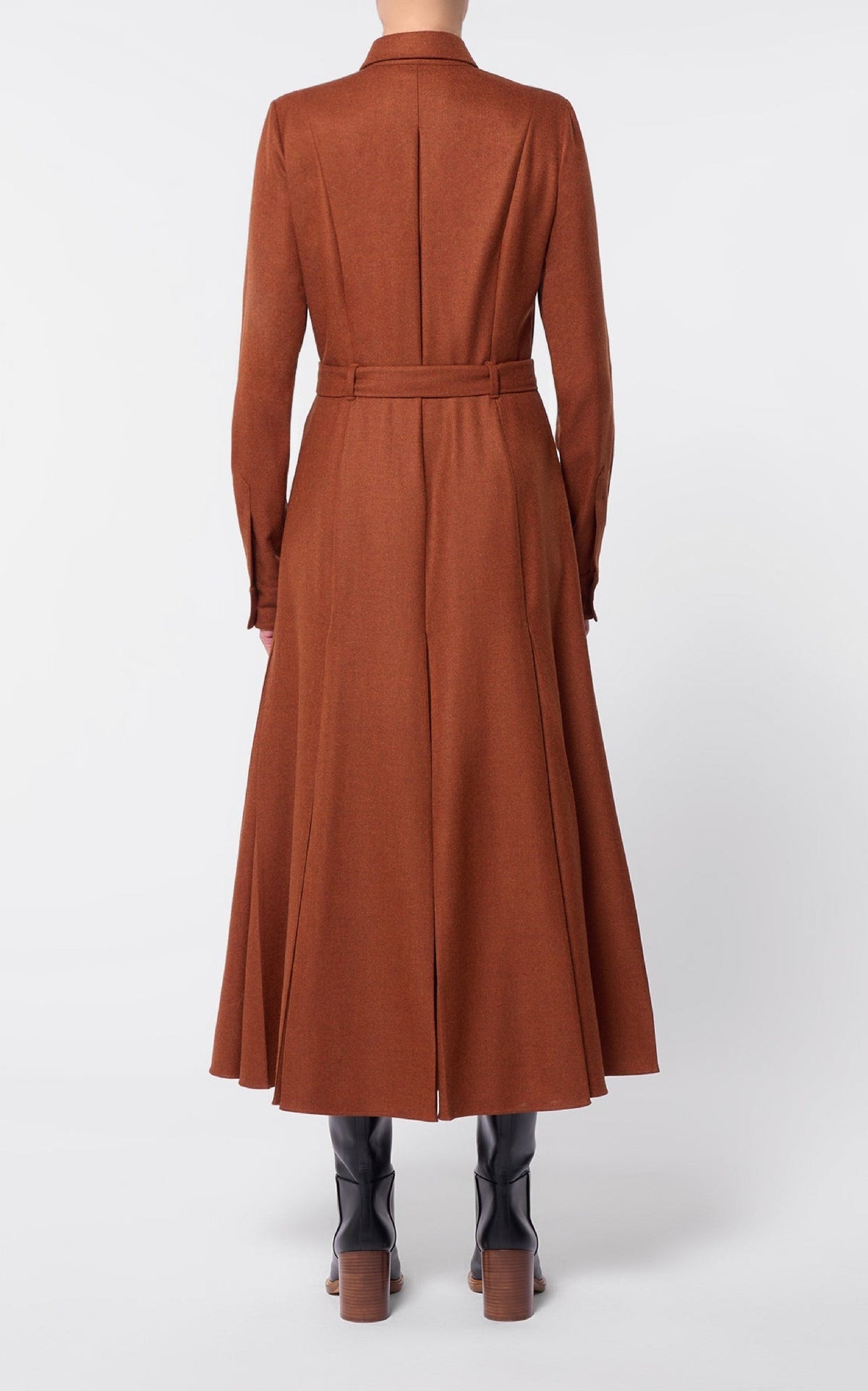 Roe Dress en rouille chiné laine cachemire flanelle
