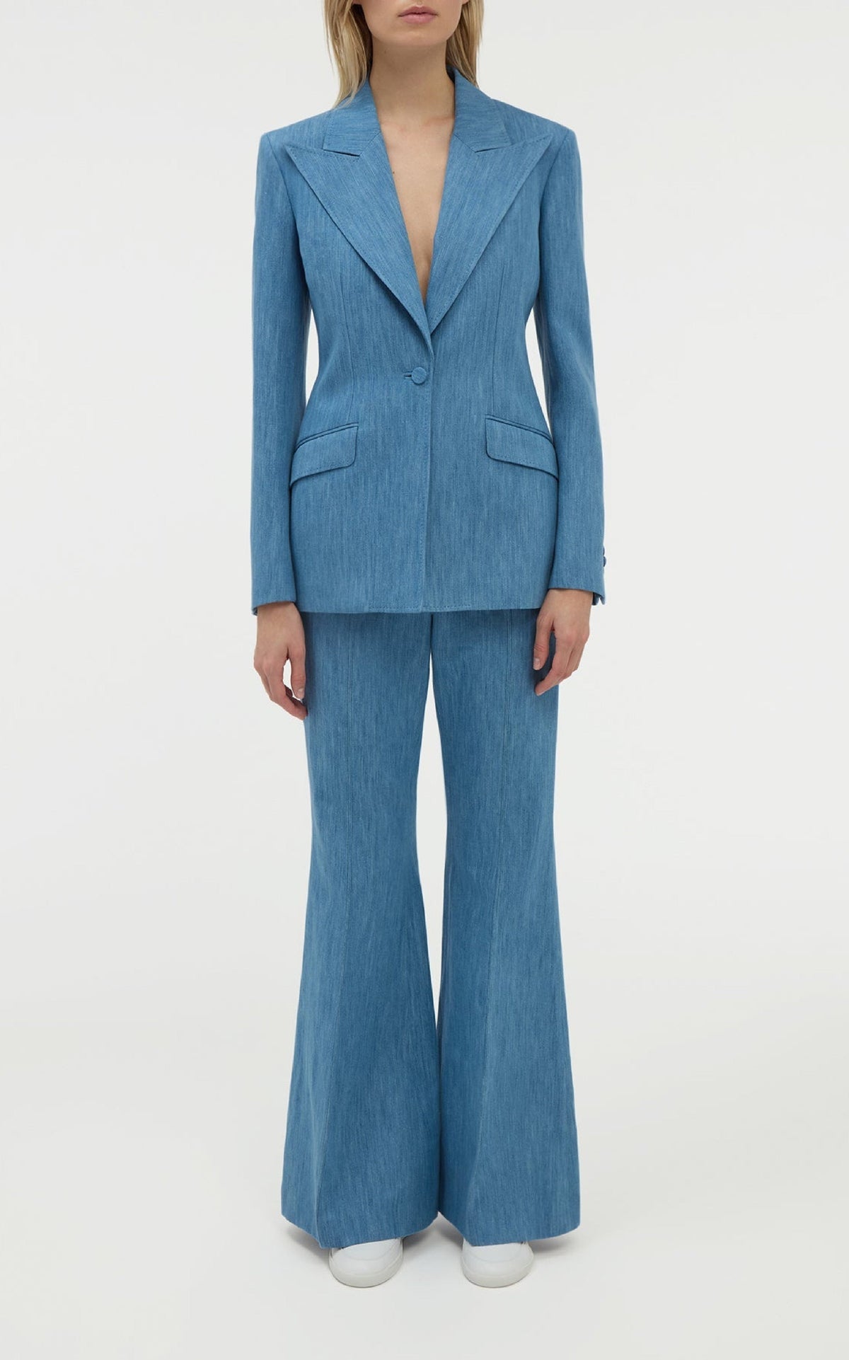 Leiva Blazer en denim bleu clair coton lin denim