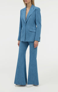Leiva Blazer en denim bleu clair coton lin denim