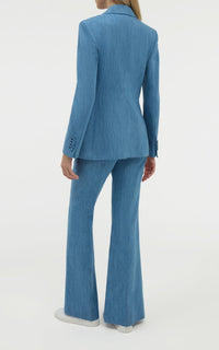 Leiva Blazer en denim bleu clair coton lin denim