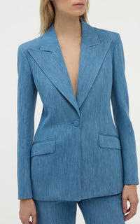 Leiva Blazer en denim bleu clair coton lin denim