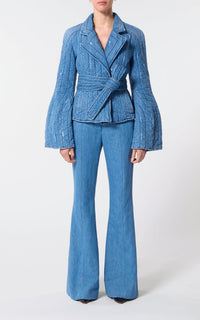 Merve Jacket en denim bleu clair coton lin denim