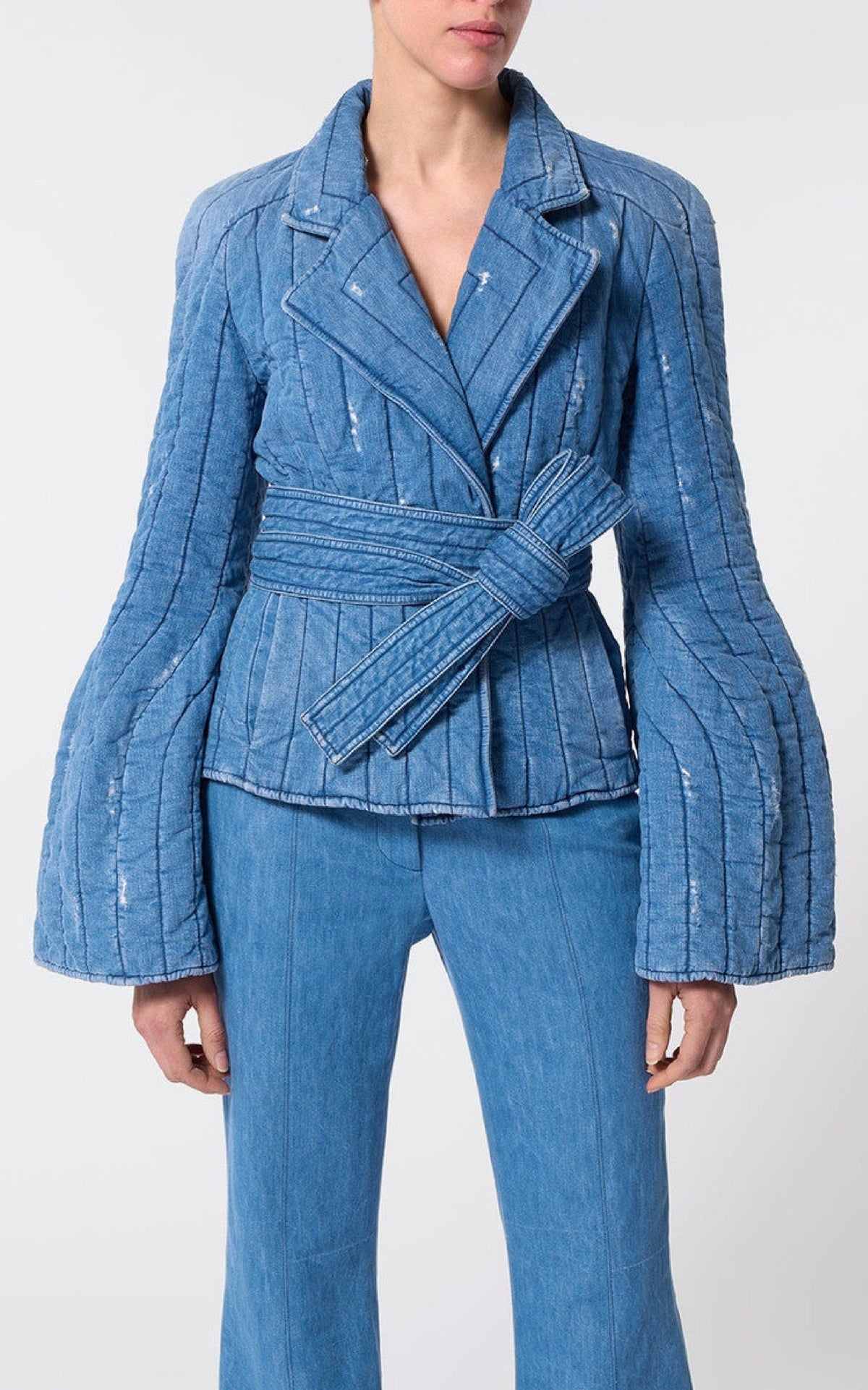Light Blue Denim / Veste Merve à panneaux matelassés - Light Blue Denim