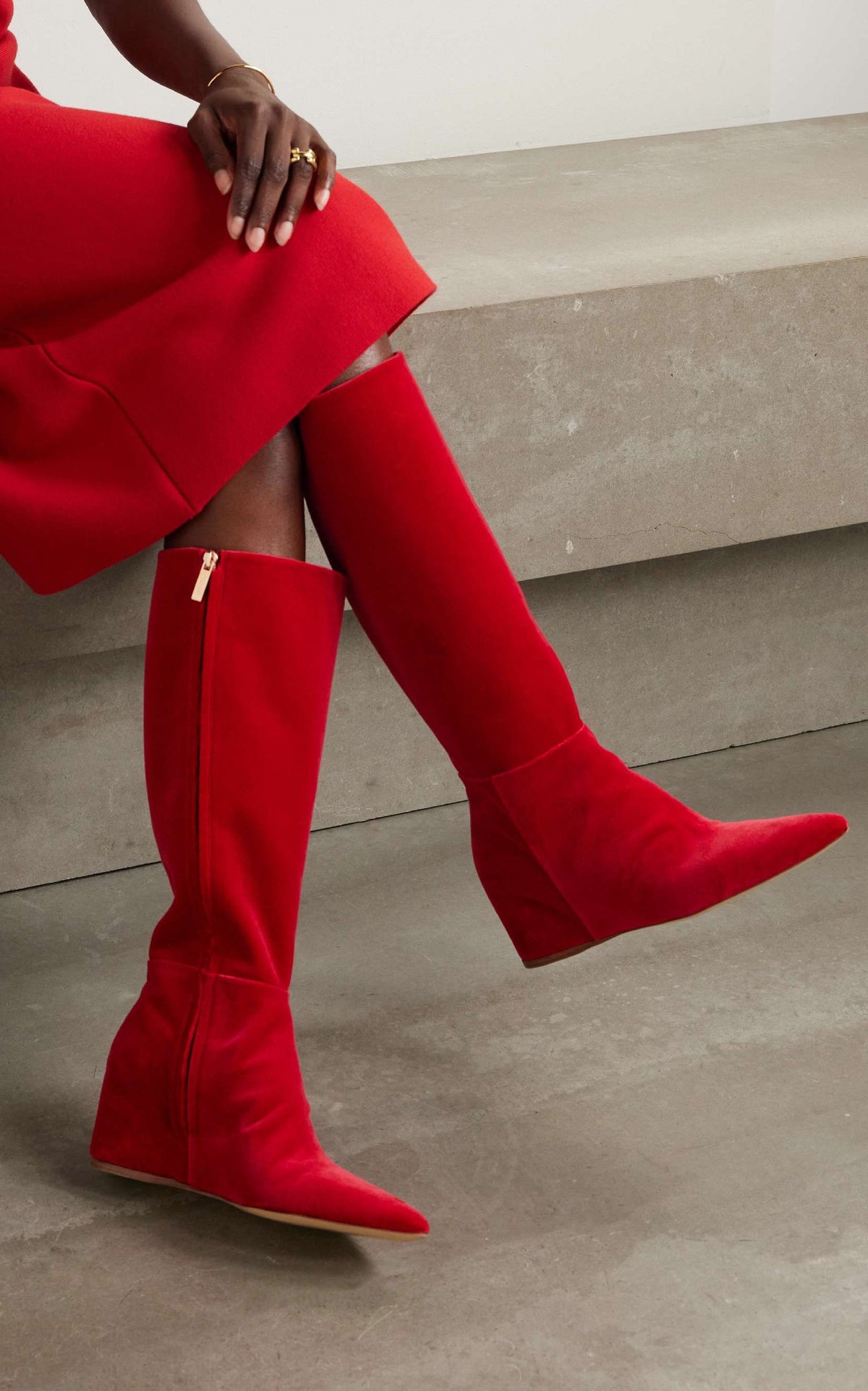 Remedios Boot en rouge écarlate velours