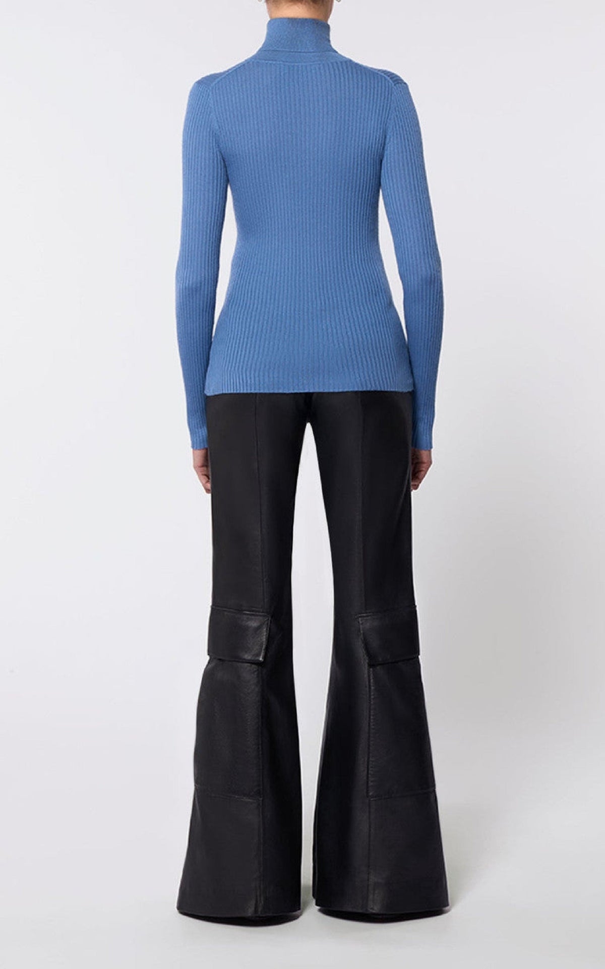 Peppe Turtle Neck en denim bleu clair jaipur cachemire soie fil