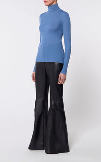 Peppe Turtle Neck en denim bleu clair jaipur cachemire soie fil