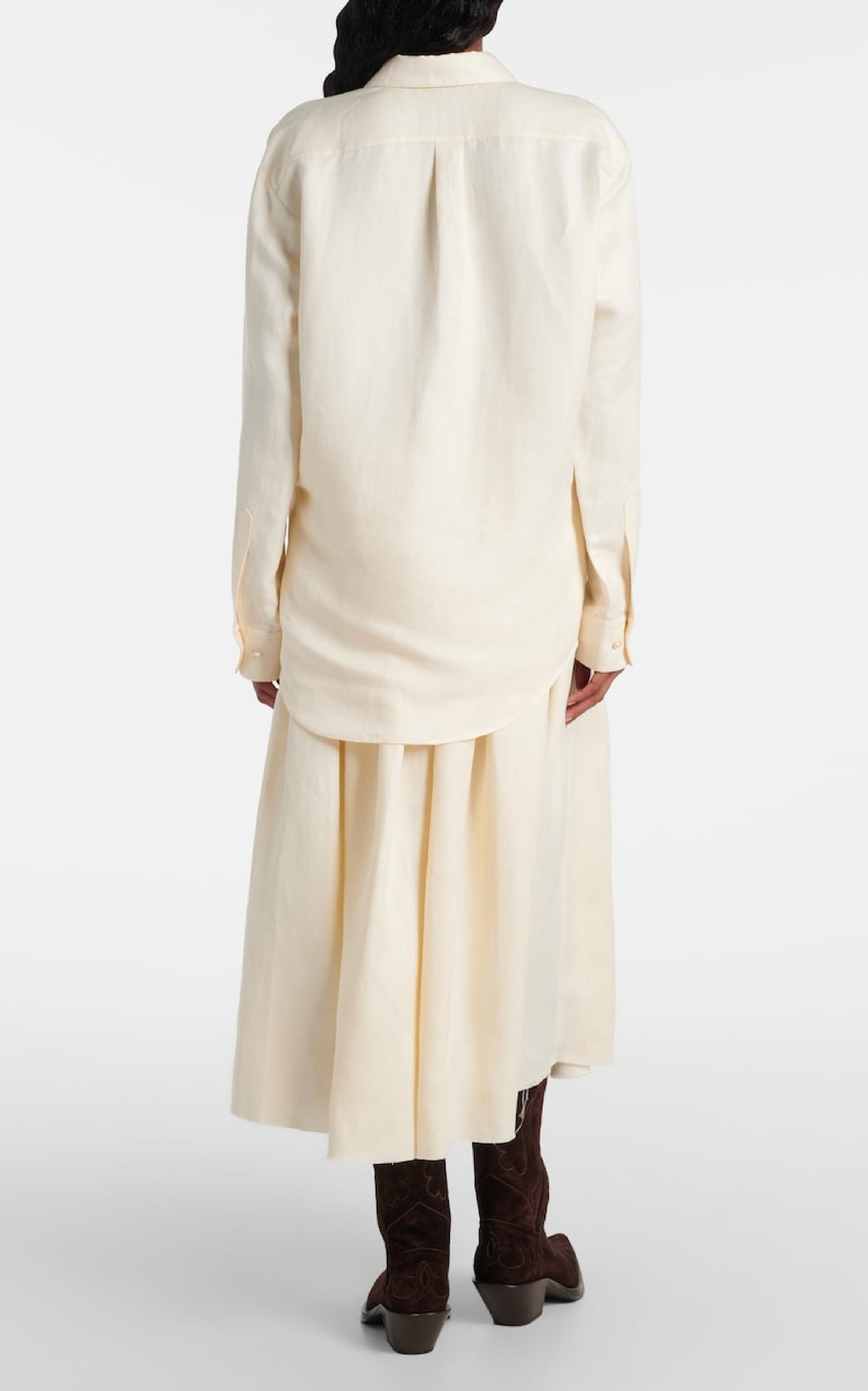 Ferrara Shirt en vert adamite cachemire soie gauze