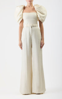 Ceri Top en ivoire textured lin sub