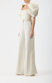 Ceri Top en ivoire textured lin sub