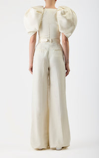 Ceri Top en ivoire textured lin sub