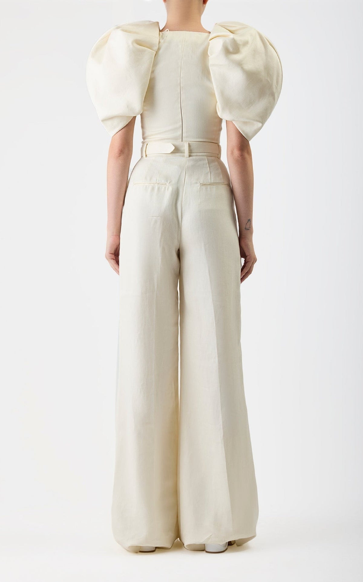 Ceri Top en ivoire textured lin sub