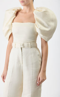 Ceri Top en ivoire textured lin sub