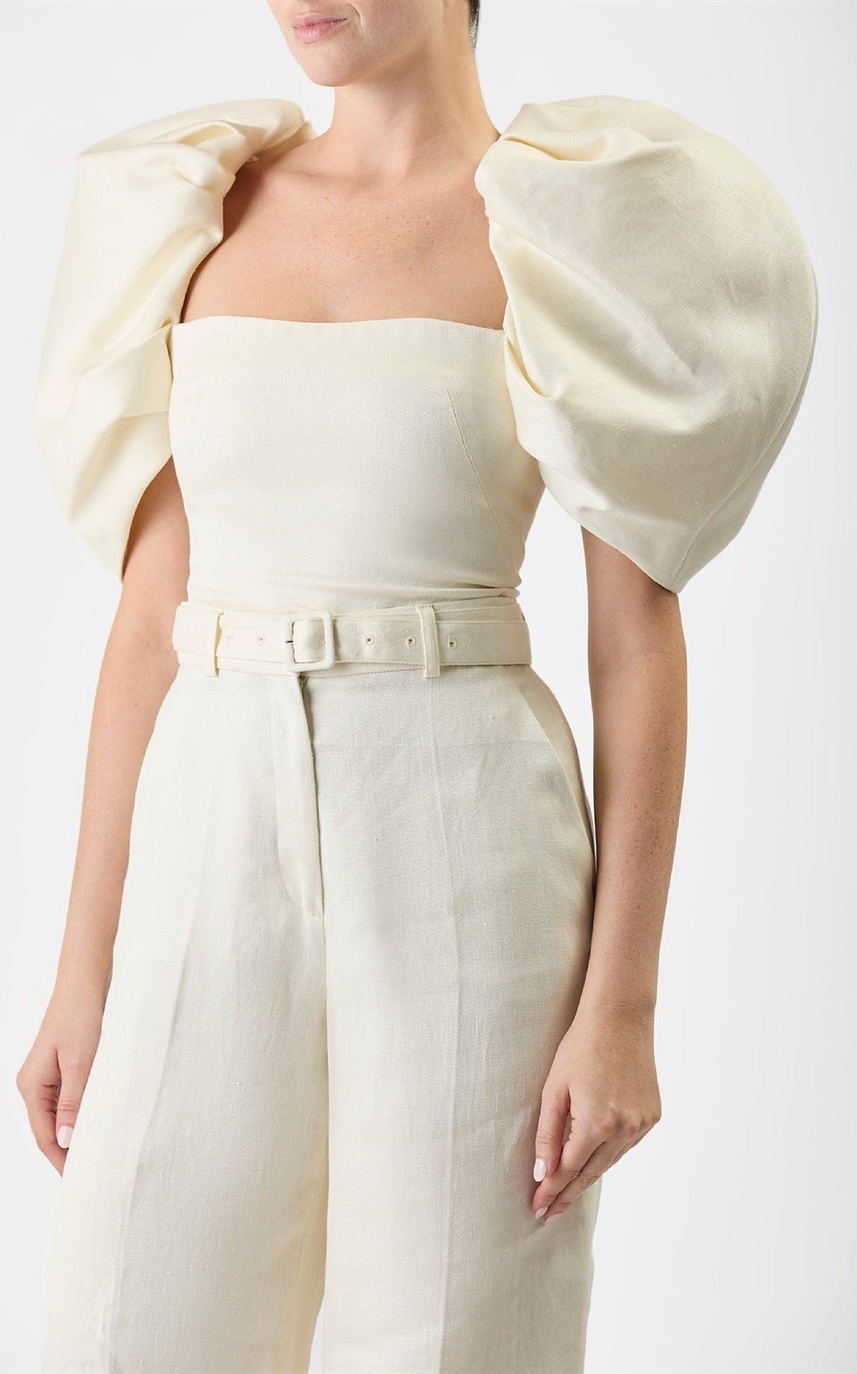 Ceri Top en ivoire textured lin sub