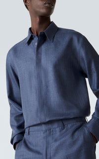 Nicolas Shirt en noir lin d’aloès popeline de chemise