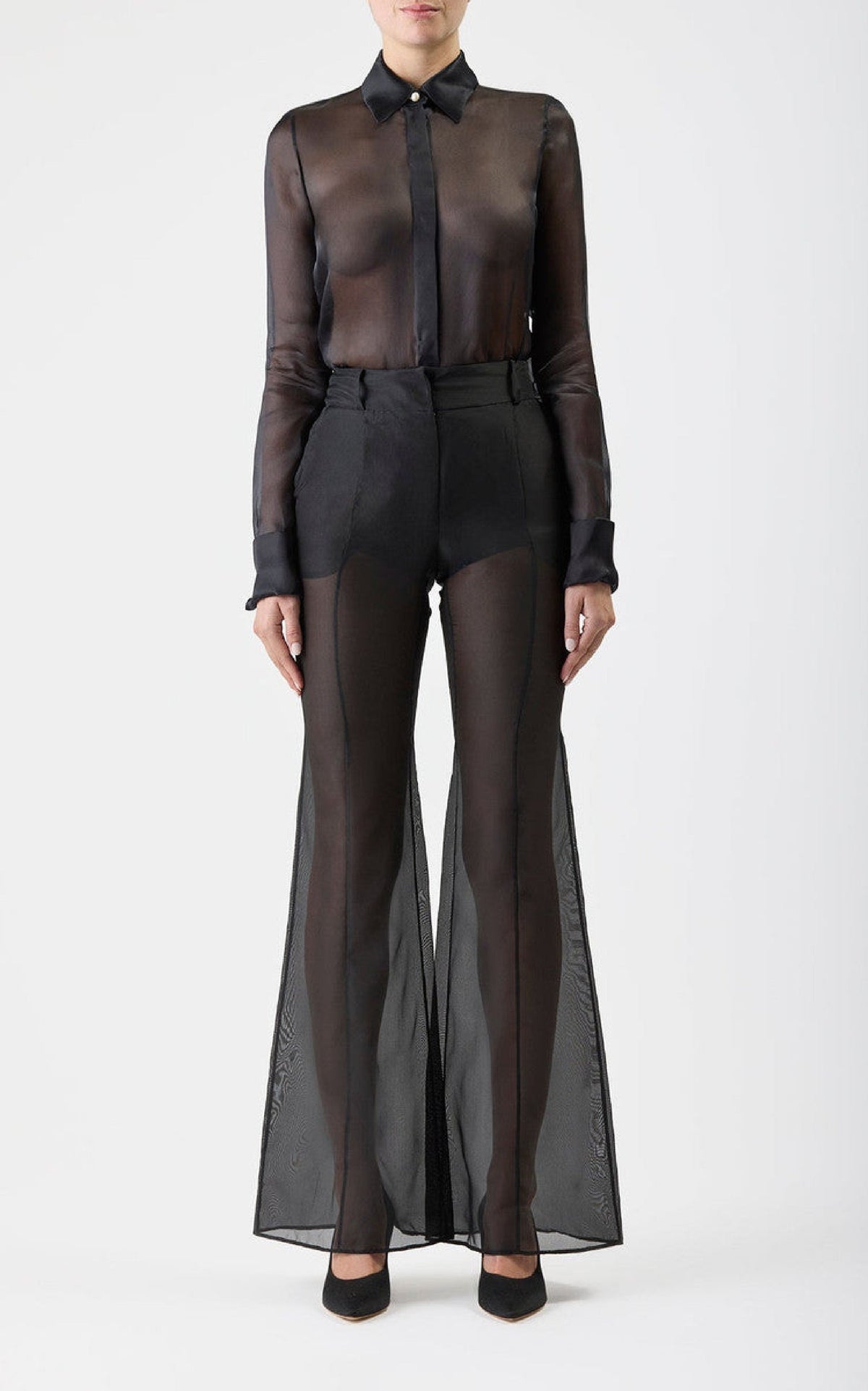 Rhein Pant en noir pearlized nappa cuir