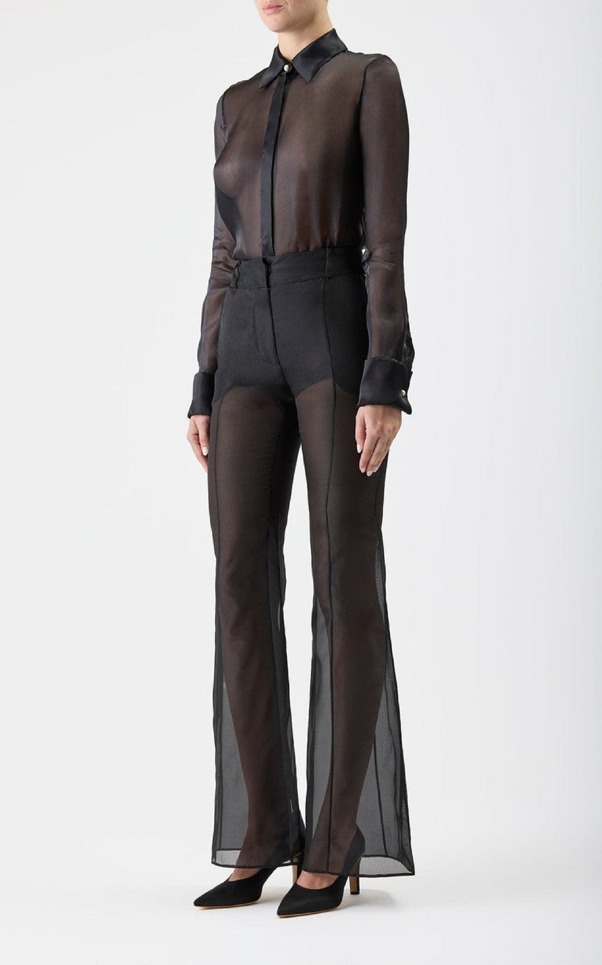 Rhein Pant en noir pearlized nappa cuir