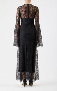 Zimmer Dress en noir soie chantilly dentelle