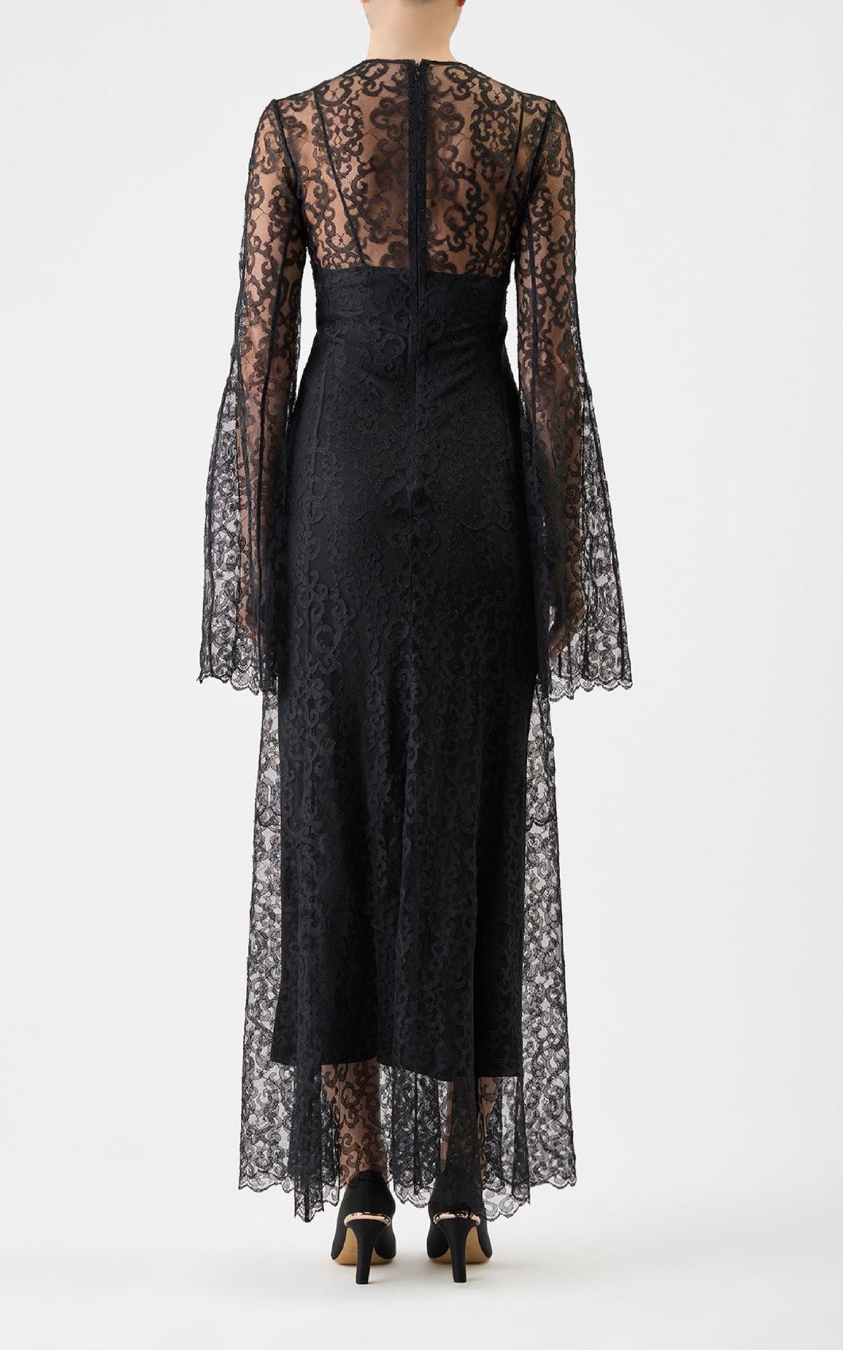 Zimmer Dress en noir soie chantilly dentelle