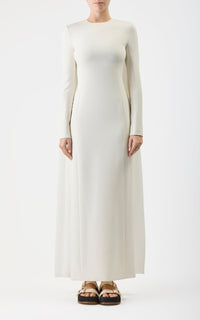 Carlota Gown en ivoire soie laine cady