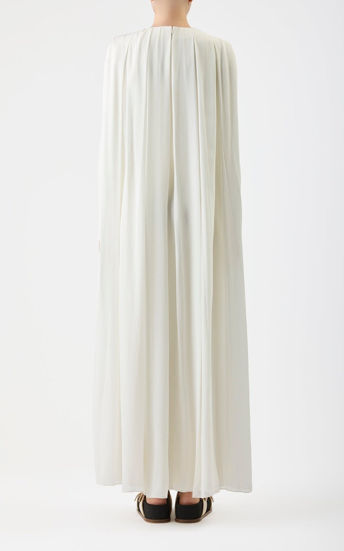 Carlota Gown en ivoire soie laine cady