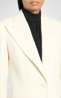 Leiva Blazer en ivoire sequin laine drap de costume