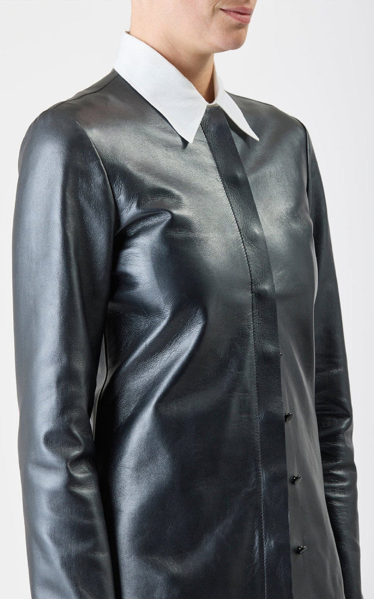 Thales Jacket en noir pearlized nappa cuir