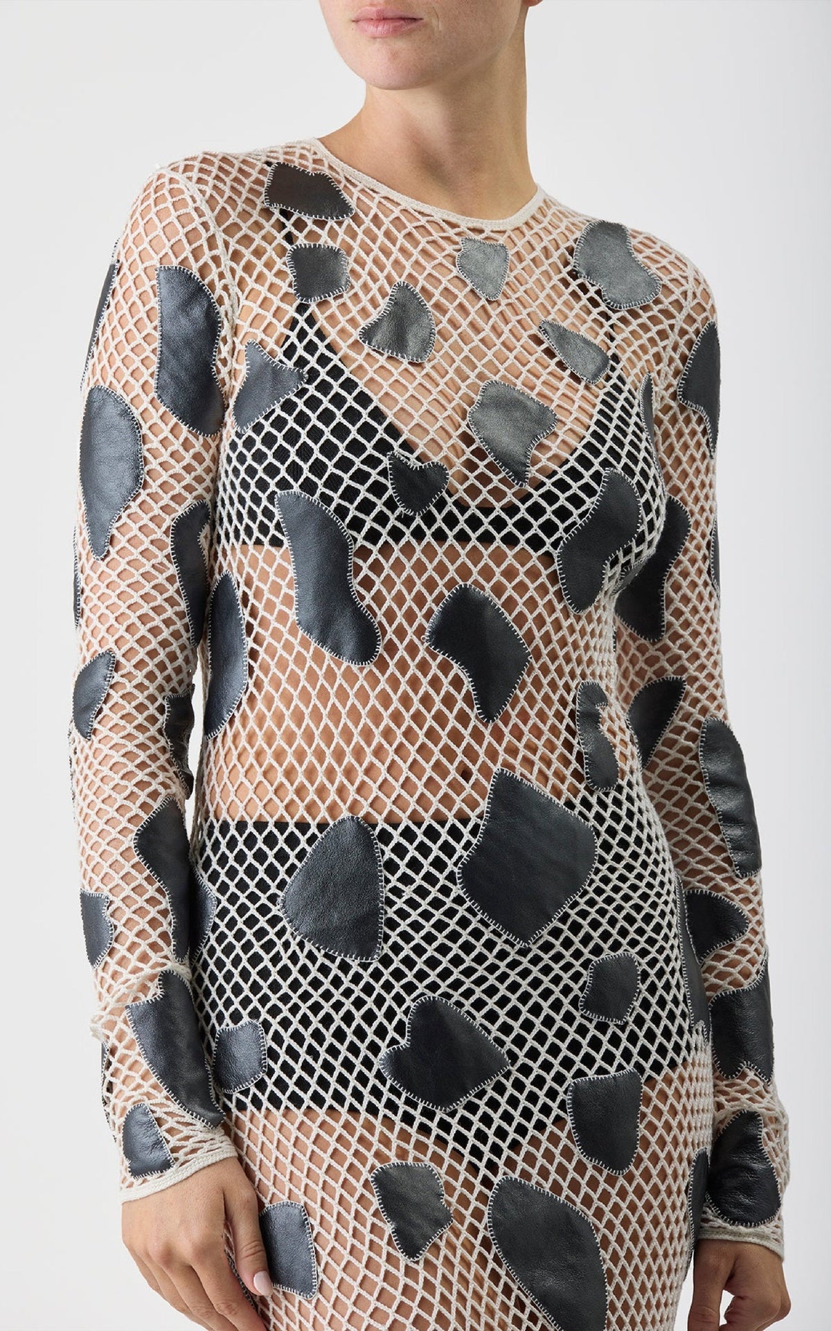 Romeo Dress en blanc / noir antilope mérinos fil