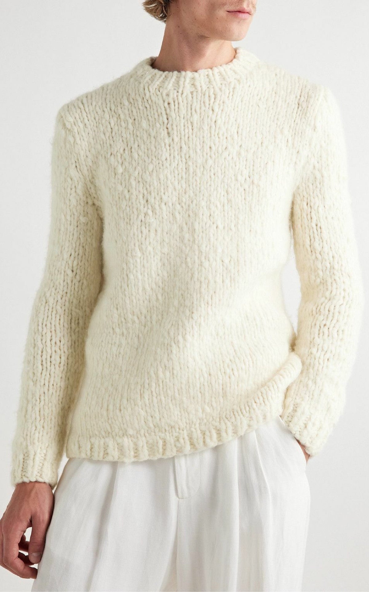 Durand Sweater en ivoire welfat cachemire fil