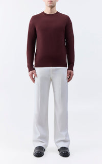 Palco Crewneck en bordeaux profond antilope mérinos fil