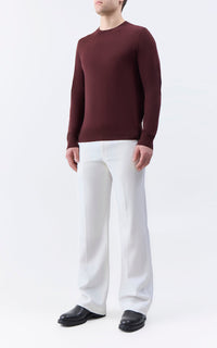 Palco Crewneck en bordeaux profond antilope mérinos fil