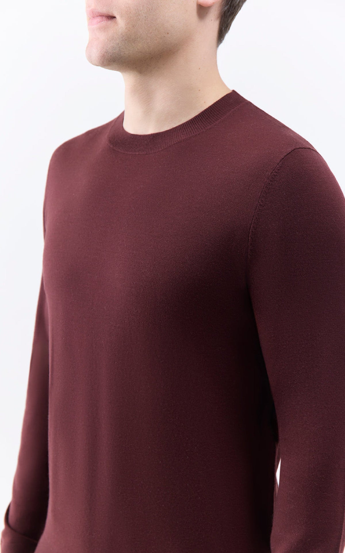 Palco Crewneck en bordeaux profond antilope mérinos fil