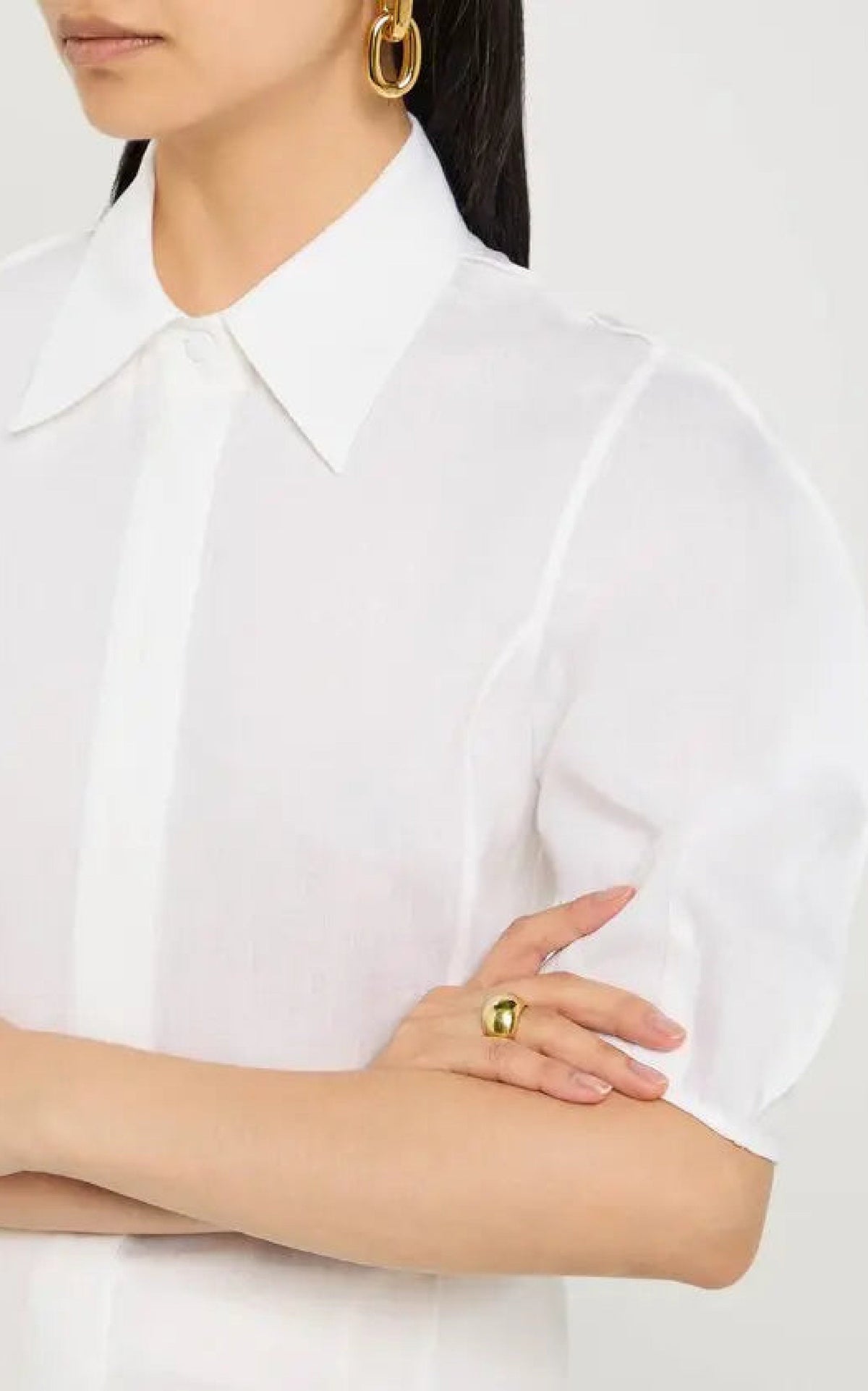 Sansi Top en blanc lin d’aloès popeline de chemise