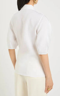 Sansi Top en blanc lin d’aloès popeline de chemise