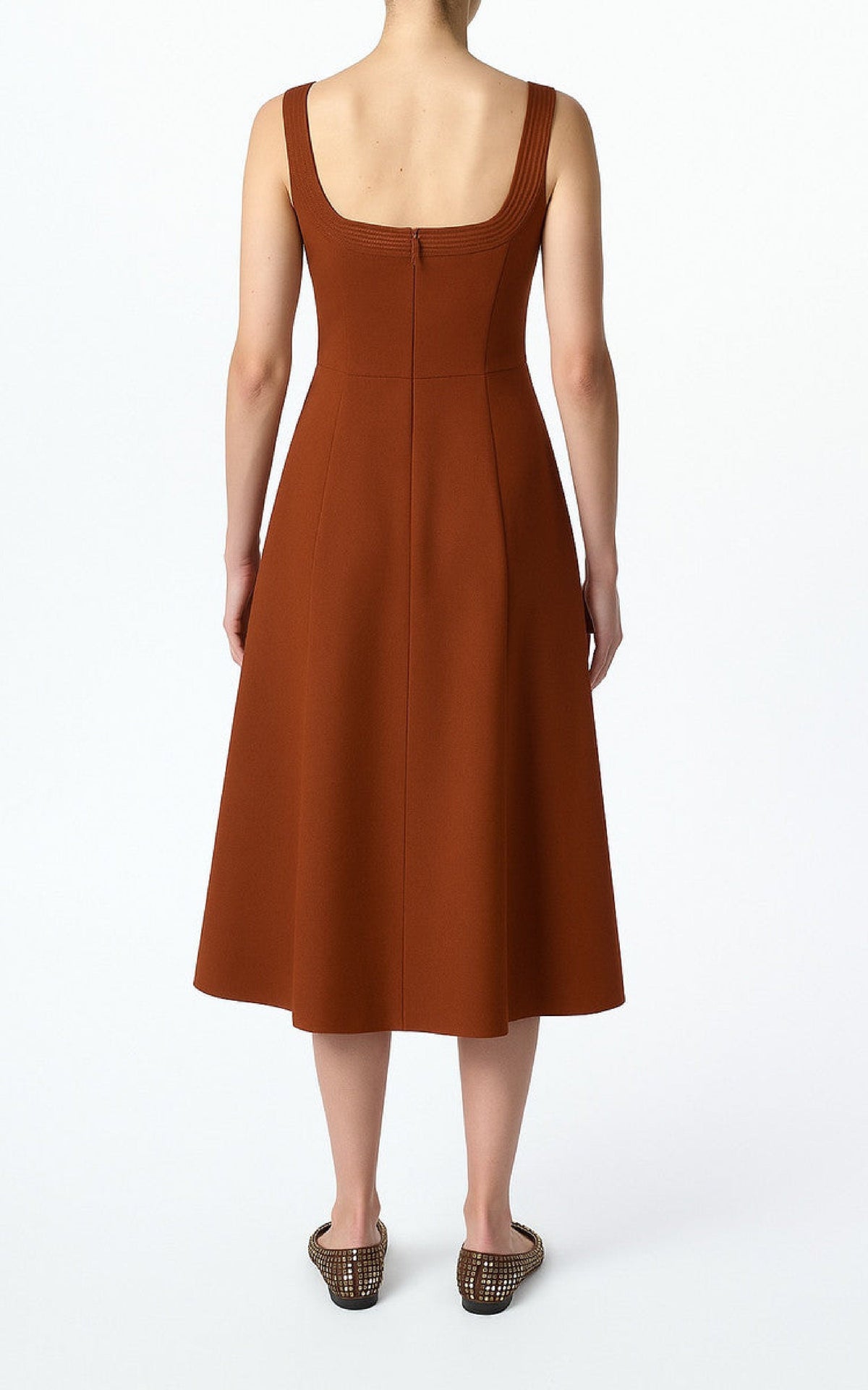 Adaline Dress en cognac eco soft laine drap de costume