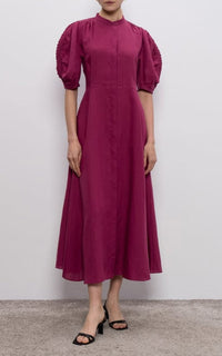 Raspberry / Robe Arabella en lin - Raspberry