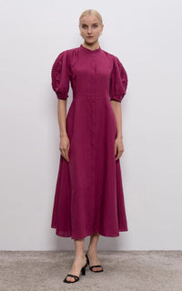 Arabella Dress en framboise lin d’aloès popeline de chemise