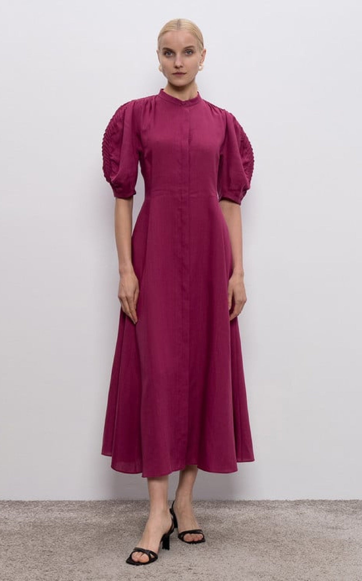 Arabella Dress en framboise lin d’aloès popeline de chemise