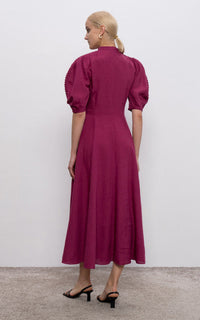 Arabella Dress en framboise lin d’aloès popeline de chemise