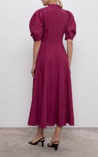 Raspberry / Robe Arabella en lin - Raspberry