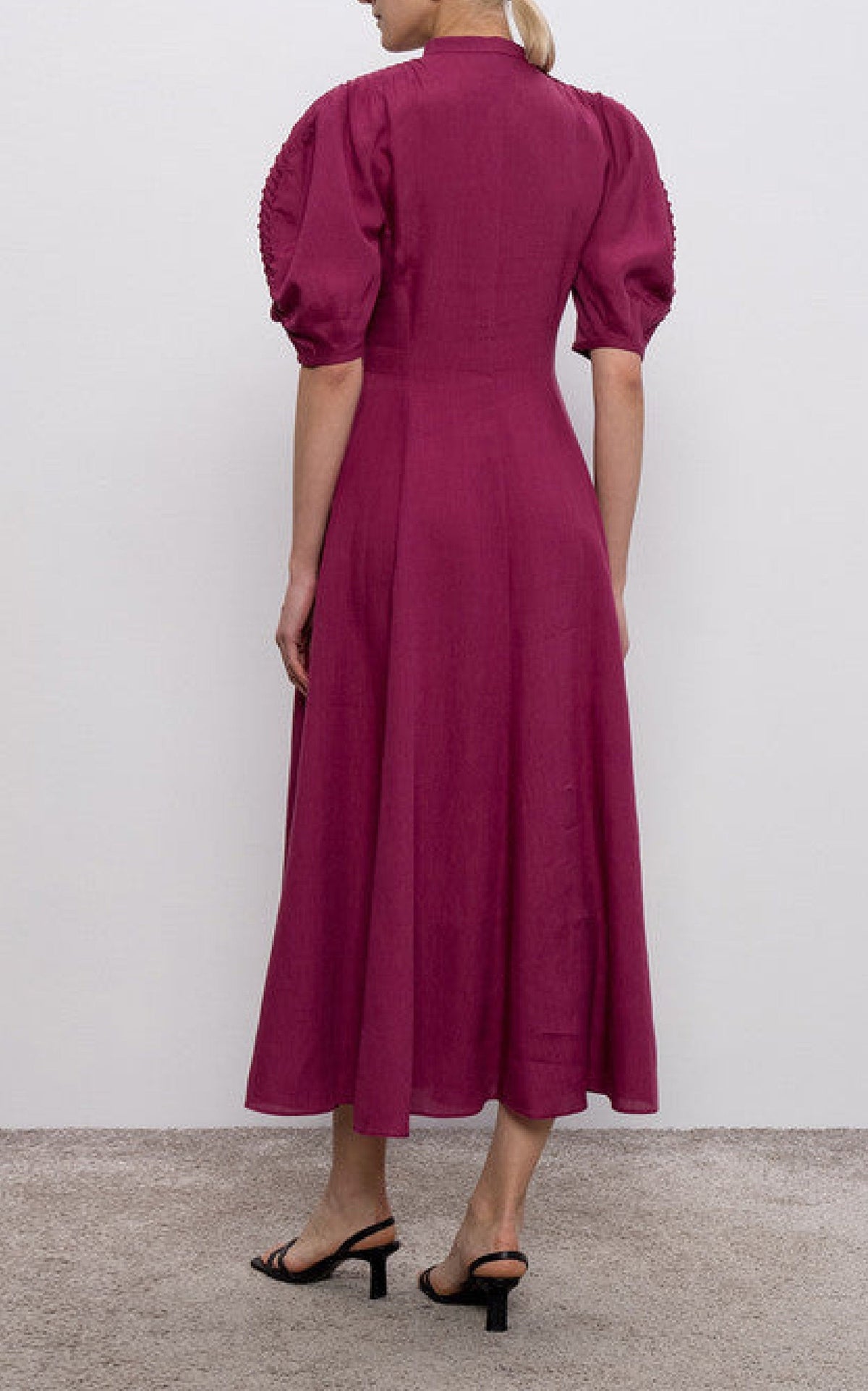 Raspberry / Robe Arabella en lin - Raspberry