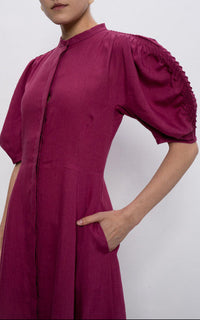 Arabella Dress en framboise lin d’aloès popeline de chemise