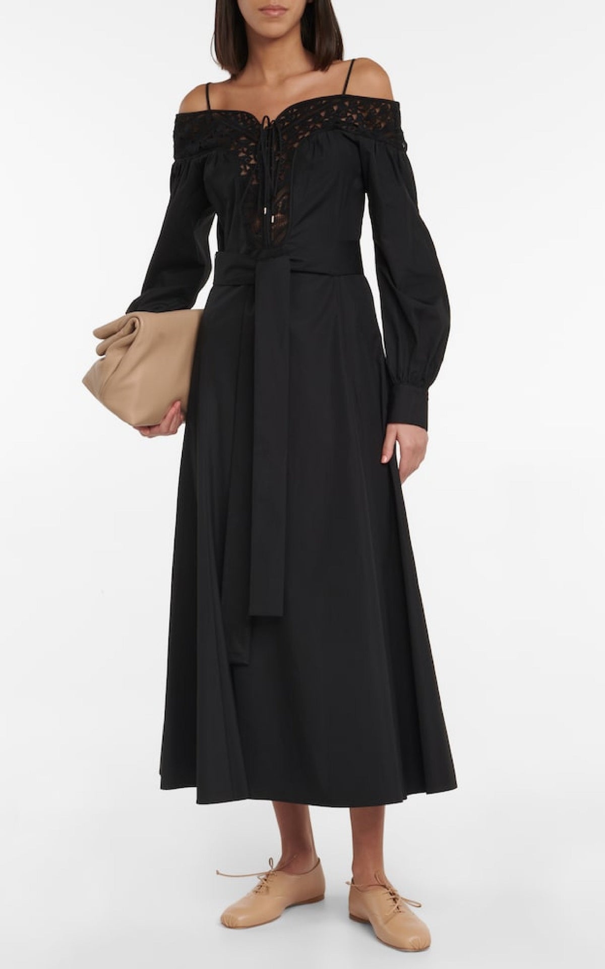 Maya Flat en noir lamb cuir