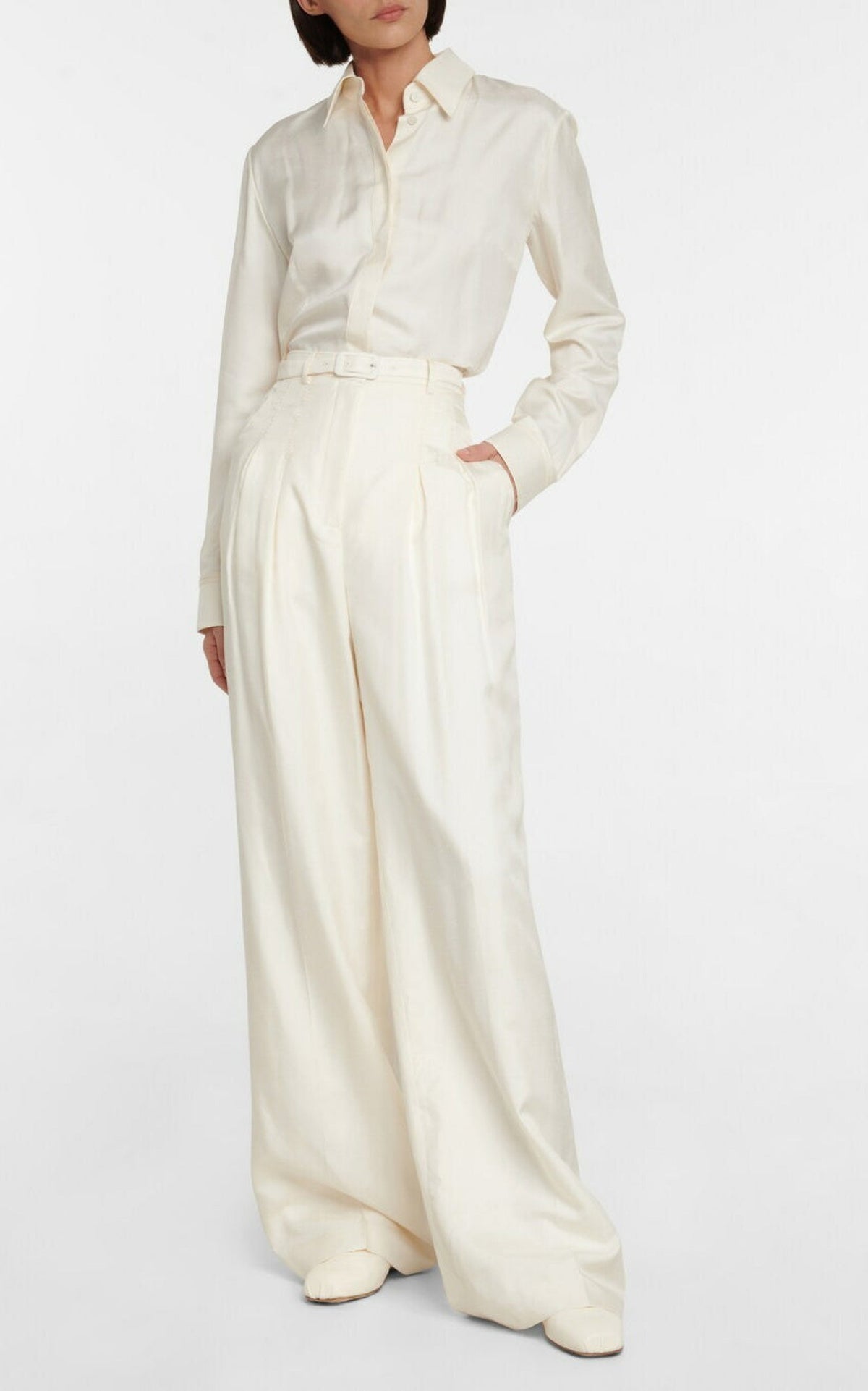 Maya Flat en ivoire lamb cuir