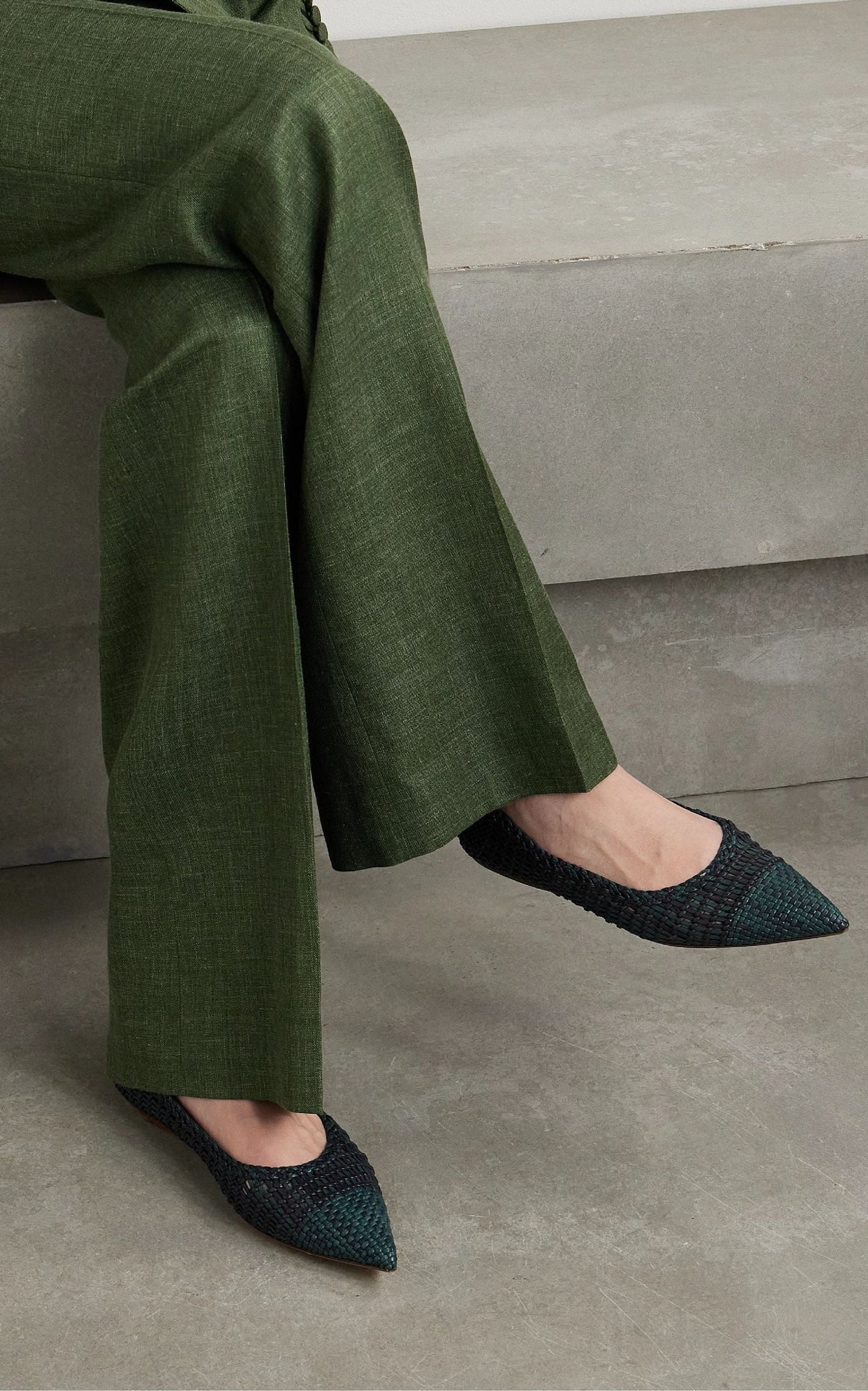Aurora Flat en bleu marine multicolore goat cuir