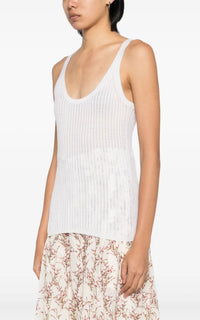 Nevin Pointelle Tank en ocre doré jaipur cachemire soie fil