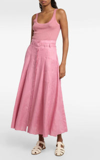 Nevin Pointelle Tank en rose jaipur cachemire soie fil