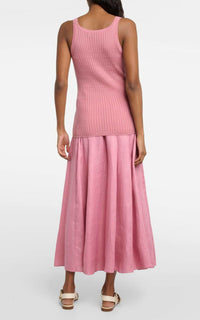 Nevin Pointelle Tank en rose jaipur cachemire soie fil
