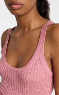 Nevin Pointelle Tank en rose jaipur cachemire soie fil