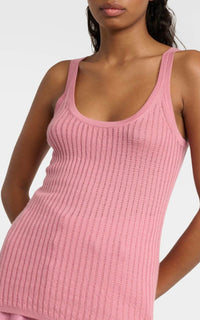 Nevin Pointelle Tank en rose jaipur cachemire soie fil