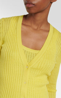Emma Pointelle Cardigan en ocre doré jaipur cachemire soie fil